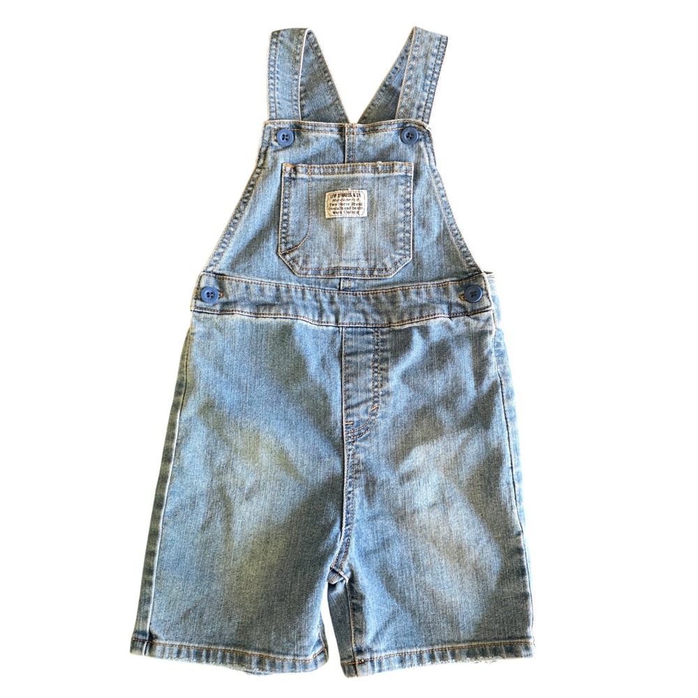Levi's Toddler Boys Light Wash Denim Shortalls Bib Overalls Size 3T
